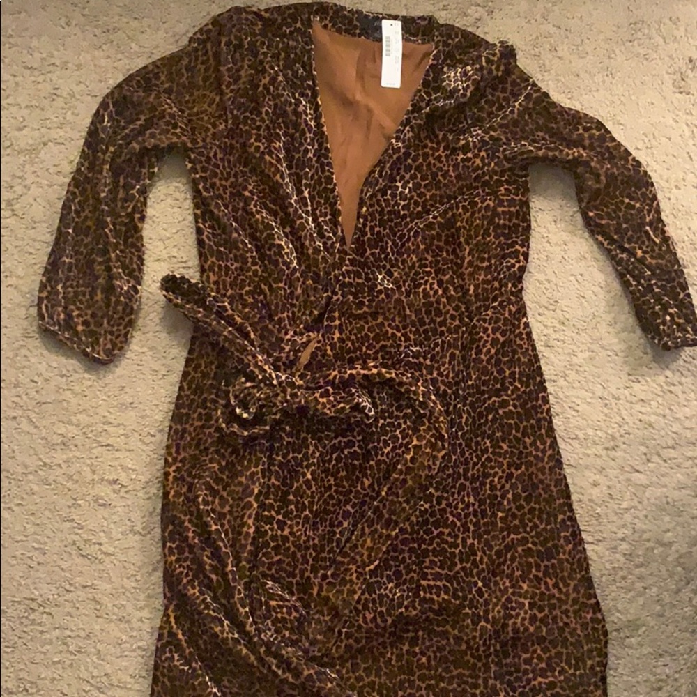 J Crew leopard velvet wrap dress